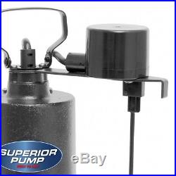 Cast Iron Sump Pump 1/3HP Submersible With Float Switch Basement Water Pool Yard