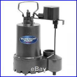 Cast Iron Sump Pump 1/3HP Submersible With Float Switch Basement Water Pool Yard