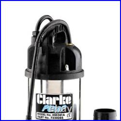 Clarke HSE361A 2 960W 360Lpm 12m Head Submersible Water Pump Float Switch 110V