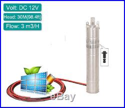 DC 12V Brushless Solar Powered Submersible Deep Well Water Pump 98.4FT Max Lift