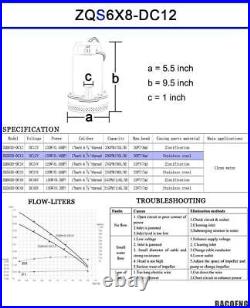 DC 12V Submersible Solar Water Pump Quiet, Light Wieght, Great Pressure 120W NEW