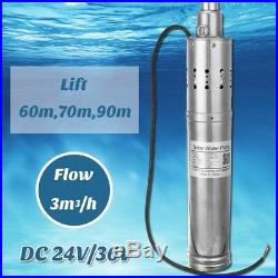 DC24V/36V Solar Water Pump DC Submersible Pump 60M/70M/90M Deep Well Steel 3m³/h