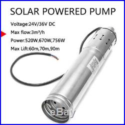 DC24V/36V Solar Water Pump DC Submersible Pump 60M/70M/90M Deep Well Steel 3m³/h