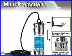 DCHOUSE 12V DC Stainless Solar Powered Submersible Water Well Pump 135'/35m L