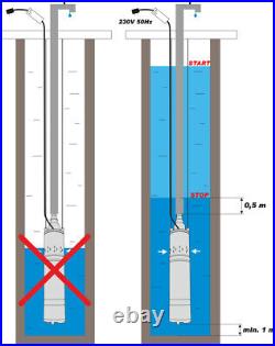 Deep Well Submersible Pump Water Stainless Steel 1080 l/h 50m head