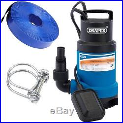 Draper 61621 Submersible Sub Dirty Water Pump Float Switch & Flat Hose & Clamp