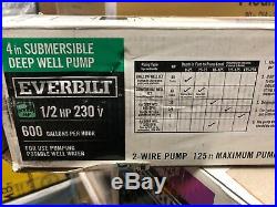 Everbilt 1/2 HP Submersible 2-Wire Motor 10 GPM Deep Well Potable Water Pump 106