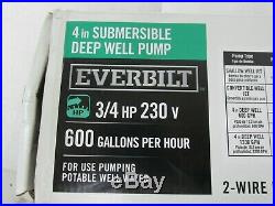 Everbilt 3/4 HP Submersible 2-Wire Motor 10 GPM Deep Well Potable Water Pump