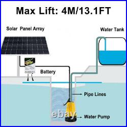 Grid-off 12V Submersible Garden Pond Water Pump Battery System Kits+Solar Panel