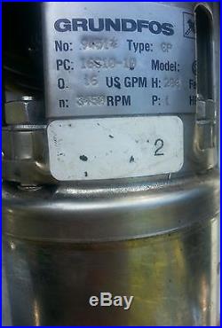 Grundfos 16GPM submersible water sub pump 2450RPM Franklin Electric 1HP Motor