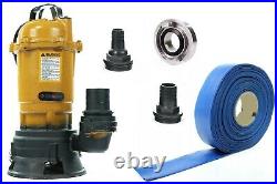 HEAVY DUTY SUBMERSIBLE PUMP FOR DIRTY WATER, 50 Meters Hose Rubber Lay Flat Pvc