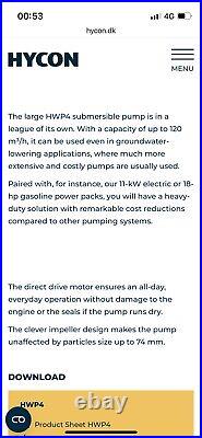 Hycon HWP4 Hydraulic Submersible Water Pump Global Shipping
