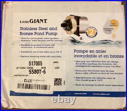 Little Giant 517005 Stainless Steel & Bronze 580GPH Pump with 6 Ft Cord S580T-6