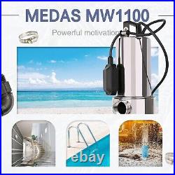 MEDAS 1100W 11000 L/H Electric Portable Stainless Steel Submersible Dirty Water