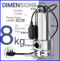 MEDAS 1100W 11000 L/H Portable Stainless Steel Submersible Dirty Water Pump