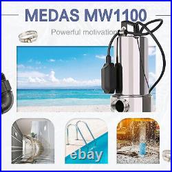 MEDAS 1100W 11000 L/H Portable Stainless Steel Submersible Dirty Water Pump