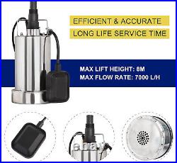 MEDAS 400W 7000L/H Electric Stainless Steel Submersible Clean Water Sump