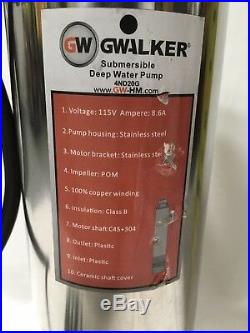 NEW 2018 SUBMERSIBLE EFFLUENT & PORTABLE WATER PUMP, GWalker Model 4ND20G/4