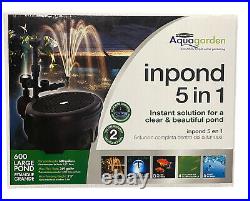 Pennington Aquagarden Inpond 5 in 1 Pond Water Pump Filter Fountain UV
