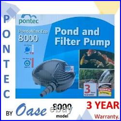 Pontec by OASE Pond omax 8000 8mm solid handlin 8000lph koi waterfall pump 3yr