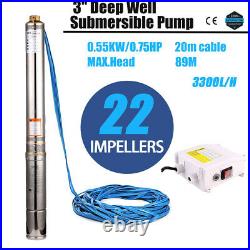 SHYLIYU Home Water Deep Well Submersible Pump 3/4hp Max-292ft 15GPM 220-240v