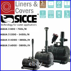Sicce Aqua 3 Pond Pump with Wrap Around Filter Cage Various Sizes