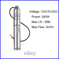 Solar DC12V 30M 260W Water Pump Submersible Deep Well Bore Pump for Pond Tank