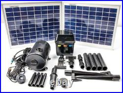 Solar Powered Pond Fountain Pump Kit with LED lights and Battery Backup 1200 LPH