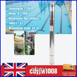 Stainless Steel 370W Submersible Pump 2 Deep Well Pump Garden Water Pump