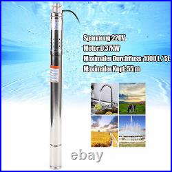 Stainless Steel 370W Submersible Pump 2 Deep Well Pump Garden Water Pump