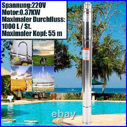 Stainless Steel 370W Submersible Pump 2 Deep Well Pump Garden Water Pump