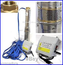 Stainless Submersible Deep Bore Well Water Pump 1.5HP 110V 17.5GPM with100FT Wire