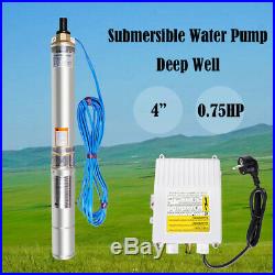 Submersible Deep Well Water Pump, 4, 0.75HP, 220V, Flow 4000L/H