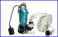 Submersible Flood Water Pump Heavy Duty Pond Waste Cesspit Sump Sewage Dirty 50m