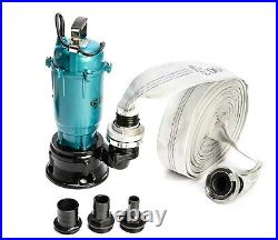 Submersible Flood Water Pump Heavy Duty Pond Waste Cesspit Sump Sewage Dirty 50m