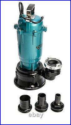 Submersible Flood Water Pump Heavy Duty Pond Waste Cesspit Sump Sewage Dirty 50m