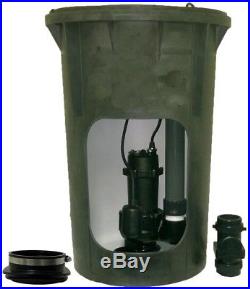 Submersible Pump Pre-Plumbed Sewage 30 Gal. Basin System 1/2 HP Basement Water