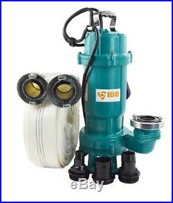 Submersible Sewage DIRTY Water Drain Septic Sump Cesspool Grinding Pump + Hose
