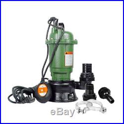 Submersible Sewage Dirty Water Drain Septic Sump Pump, 2 /1.5/1 Hose Connector