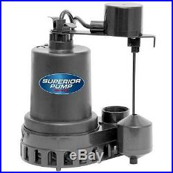 Submersible Sump Pump 1/2 HP No Corrosion Thermoplastic 55GPM Outdoor Water Pump