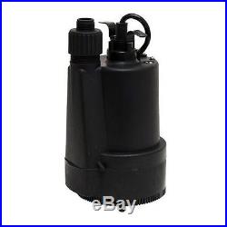 Submersible Water Utility Pump 1/3 HP Thermoplastic Sump Garden Hose Adapter