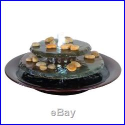 Tabletop Water Fountain Tranquility Pool LED Dark Copper Rocks Submersible Pump
