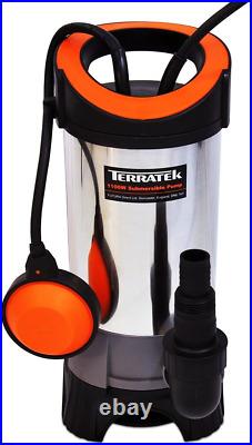 Terratek 1100W Stainless Steel Submersible Water Pump, Suitable for Pumping for