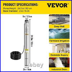 VEVOR 2 Submersible Borehole Deep Well Water PUMP 0.5HP 30l/min 55m+CABLE14m