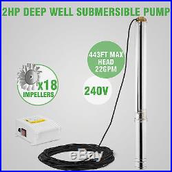 VEVOR Borehole Submersible Deep Well Water PUMP 135m 2HP + CABLE 40m
