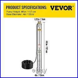 VEVOR Deep Well Submersible Pump 3.9 2 HP 341' Max 131ft Cable withControl Box