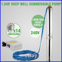 Vevor Borehole Deep Well Submersible Water Pump LONG LIVE + CABLE 1.5 HP