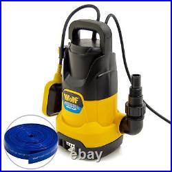 Water Pump Clean Dirty Submersible 1100w Garden 1 Layflat Delivery Hose 10m
