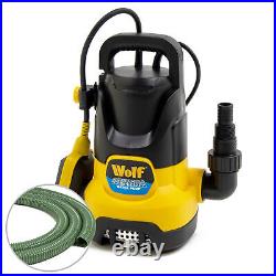 Water Pump Clean Dirty Submersible Wolf 400w Flood Pond 1.25 Fast Flow Hose 10m