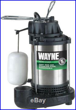 Wayne 1 HP Sump Pump Submersible Stainless Steel Water Pumping Sink Clog Removal